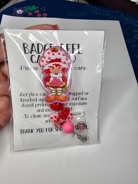 Hand Crafted Strawberry Shortcake Badge Reel
